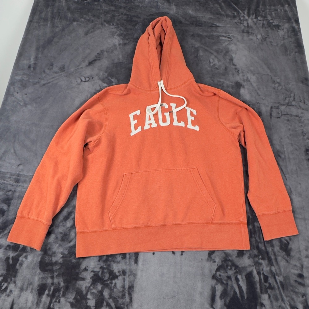 American‎ Eagle Hoodie Mens Large Orange Eagle Graphic Pullover Sweatshirt